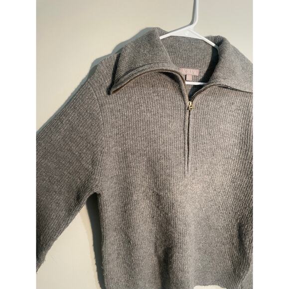 J. Crew Half Zip Stretch Sweater Gray Wool and Alpaca Blend Size Medium - Picture 2 of 12